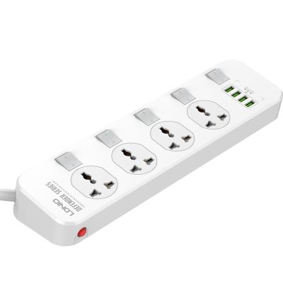 China Plastic Universal 4 Bit Power Strip With 4 USB Switch Control 2m Power Cord Independent Creative Multifunctional Power Strip UK/EU/US for sale