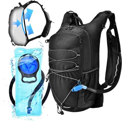 China Waterproof Black Polyester 2 Zipper Pocket Water Bike Backpack Hydration Water Pack For Mountain Bike for sale