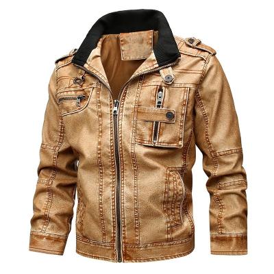 China Autumn And Winter Men Stand Collar Wash Motorcycle PU Leather Jacket Casual Leather Jacket QUICK DRY Large for sale