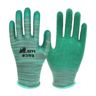 China Anti-smash Green Non Slip Latex Wear Resistant Flat Hanging Handling Breathable Comfortable Logistics Construction Site Gloves for sale