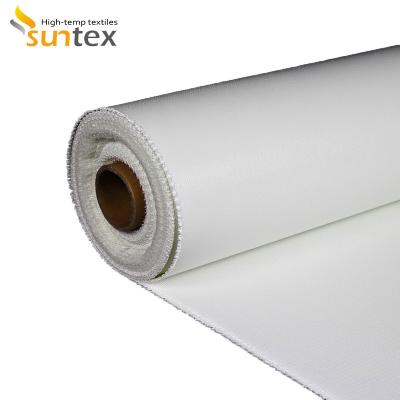 China Weißer Silikonkautschuk beschichteter Fiberglas-Stoff für industrielle Feuer-Decken und Feuer-Decke Rolls zu verkaufen