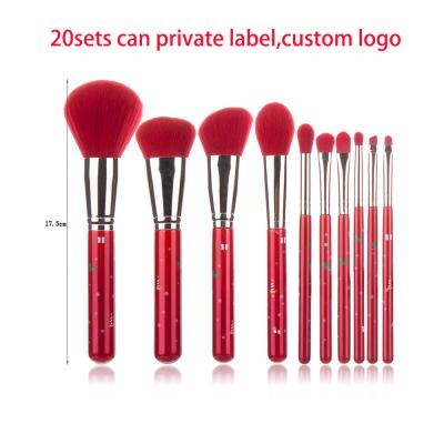 China Beauty Face Care Makeup Tools New Factory Direct Makeup Brush 10pcs Bright Red Fiber Hair Eco-friendly Super Soft Makeup Brushes Beauty Tools Makeup Brush Set for sale