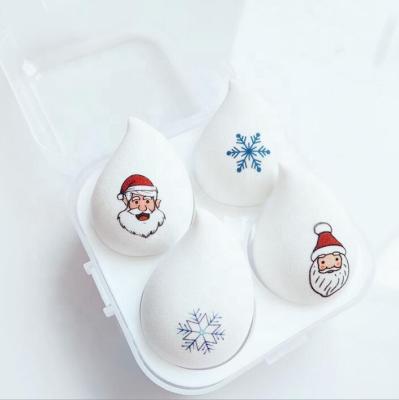 China Setting Free Santa Cosmetics Blender Makeup Sponge Beauty Sponge Customized Packing Latex Christmas Tree Base Set Gift Beauty Sponge for sale