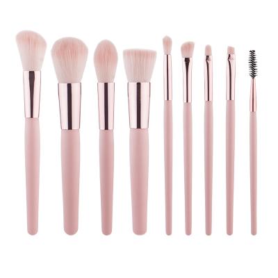 China 9pcs Soft Pink Makeup Brush Set With PU Bag Private Label Make Up Tool Custom Makeup Brushes for sale