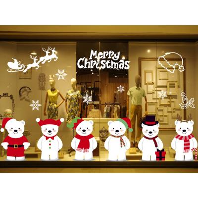 China Large Christmas Window Sticker Wall Sticker Stained Glass Santa Claus Year Window Room Decoration New Home Decoration for sale