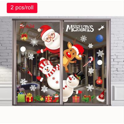 China Christamas Home Decor Christmas Window Clings, Reindeer Santa Snowflake Window Stickers for Christmas Window Decoration for sale