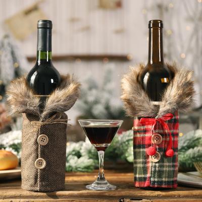 China 2021 Christmas Cloth Sweater Wine Bottle Bag Decoration Supplies Christmas Party Table Ornaments Christmas Wine Bottle Cover for sale