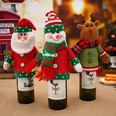 China 2021 Cloth Christmas Wine Bottle Bag Snowman Elf Santa Christmas Wine Bottle Covers For Home Dinner Table Decoration New Year Gift for sale