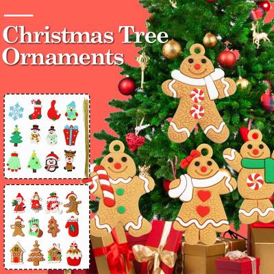 China 12pcs Soft PVC Gingerbread Man Christmas Tree Ornaments Soft Christmas PVC Men Living Room Decorating Home Decoration 2021 Festival Supplies for sale