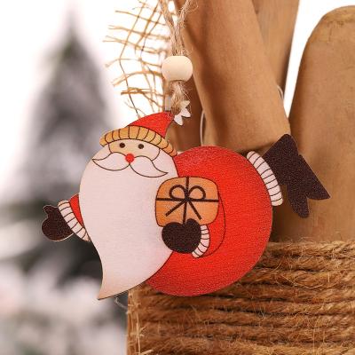 China CreativeWooden Christmas Ornament 2021 Christmas Home Decoration New Year Hanging Pendants Art Doll Pendant Christmas Wooden Decorations for Home Party for sale