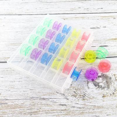 China PC 25 Pcs Transparent Colored Plastic Sewing Machine Bobbins With Case for sale