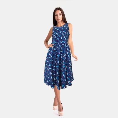 China Anti-wrinkle skin friendly sleeveless white whale printed women knee-length dresses with pockets for sale