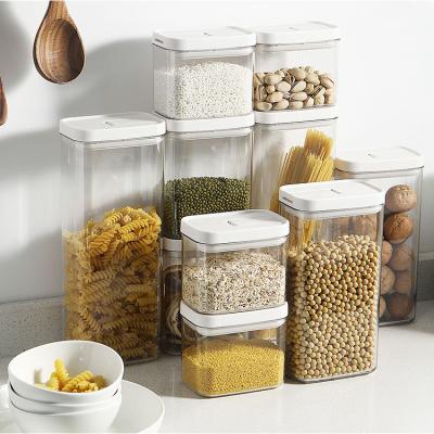 China Stackable Freshness Keeping Kitchen Sealed Pot Food Storage Box Multigrain Dried Fruit Tea Jar Plastic Storage Containers for sale