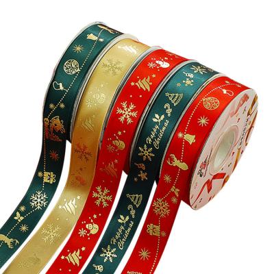 China Decorative Christmas Ribbon High Tenacity Fabric Ribbon Gift Wrapping for sale