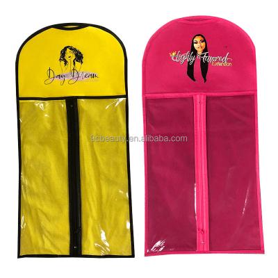 China Portable Durable Logo Body Wave Wig Custom Hair Extensions Storage Packing Bag With Hanger for sale