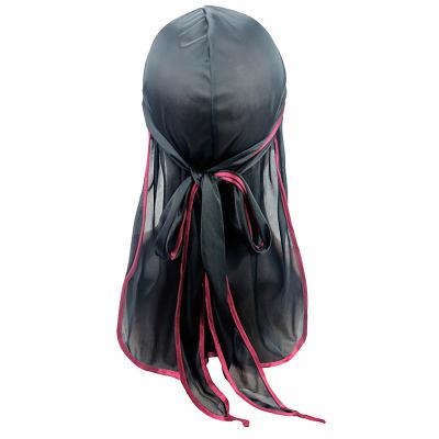 China Long-tailed hoods fashion turbans turban for women silky durags designer custom durags for sale