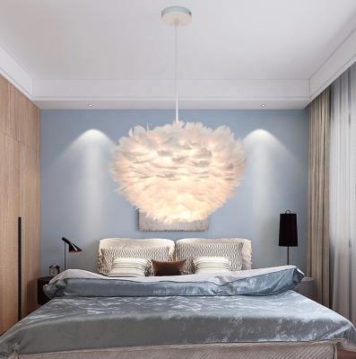 China Modern Nordic Modern Feather Pendant Lamp Goose Feather Hanging Chandelier For Bedroom for sale