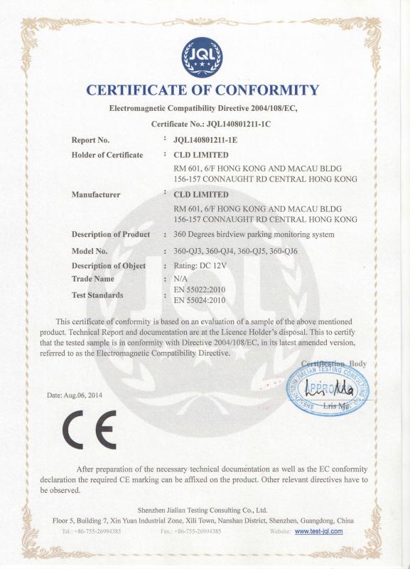 CERTIFICATE OF CONFORMITY - Guangzhou CLD Electronics Technology Co.,Ltd