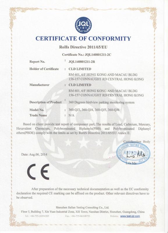 CERTIFICATE OF CONFORMITY - Guangzhou CLD Electronics Technology Co.,Ltd