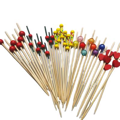 China Wholesale Eco-Friendly Disposable Bamboo Variety Decorative Easily Cleaned Skewer Bead Picks For Fruit Food for sale