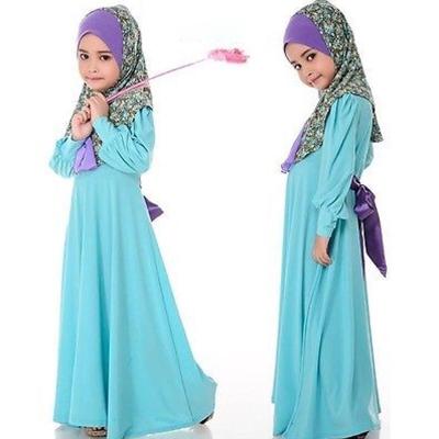 China New Long Wedding Party Polyester/Cotton Sleeve Dress Muslim Girls Muslim Hijab Skirt Suit Floral Muslim Prayer Clothes Children for sale