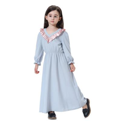 China Polyester / Cotton Kids Islamic Prayer Clothing Soft Knit V Neck Long Sleeves Girls Dresses Turkish Dresses For Muslim Girls for sale