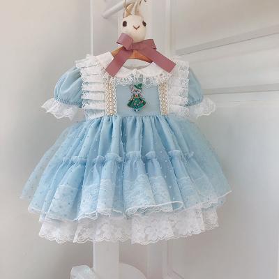 China Vintage Short Sleeve Girl's Breathable Dress With Ruffles Baby Clothes Wholesale Infant Baby Lolita Dresses Kids Clothing Sets for sale