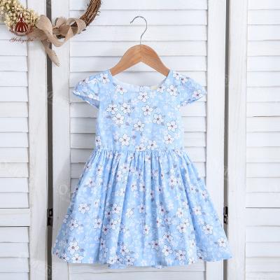 China Summer Anti-Static Infant Clothing Spring Cute Fashion Baby Kids Printed 100%Cotton Short Sleeve Dress Kids Girls Casual Dresses for sale