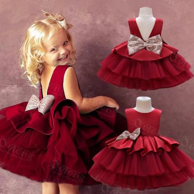 China 2020 Trend Breathable Purple Child Birthday Party Royal Ball Gown Even Princess Solid Children Tutu Dress with Bowknot for 0-2 Years Girl for sale