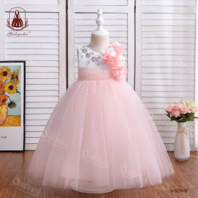 China Wholesale Breathable Sleeveless Kids Birthday Party Wear Bridesmaid Ball Gowns Kids Dress Wb2418 For 5-9y for sale