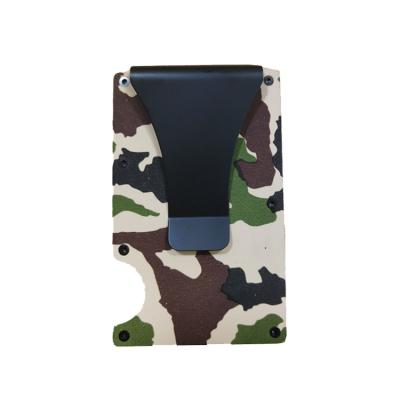 China Latest Fashion RFID Metal Clip Camouflage Aluminum Minimal Wallet Think Metal Wallet for sale