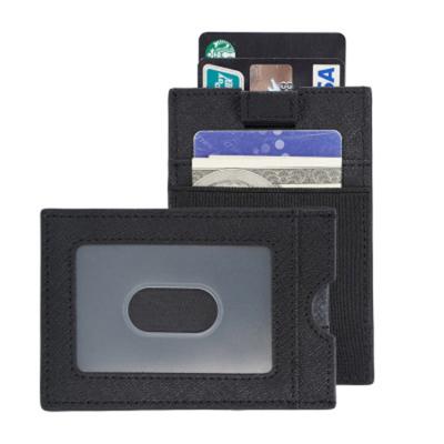 China High Quality New Design Tag Genuine Leather Card Holders For Men Slim Wallet Elastic Credit Card Holder for sale