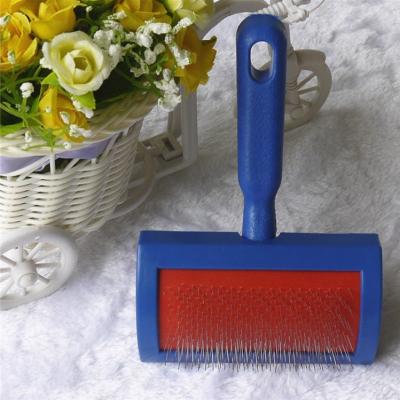 China Cat Animal Puppy Poodle Long Hair Plastic Single Viable Fur Handle Dog Grooming Molder Polisher Cleaning Brush for sale