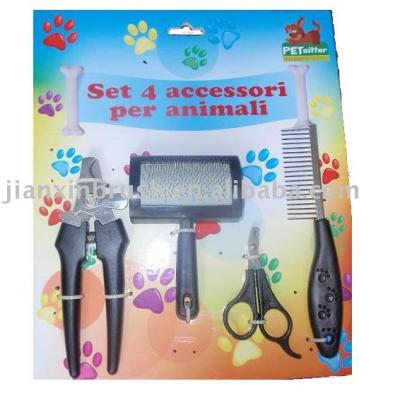 China Viable Pet Kit Brush Comb Nail Clippers Scissors Cleaning Set for sale