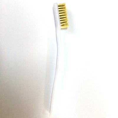 China Durable Strong Plastic Solid Brass Toothbrush Shaped Polishing Brush Wire Bristle Handle Wire Bristle Brush for sale