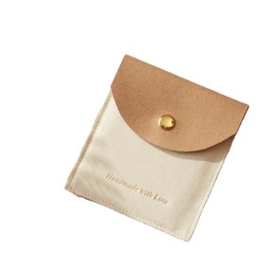 China Recyclable Custom microfiber contrast color Envelope Necklace Jewelry Storage Pouch Mini Flap Gift Earring Jewelry Bag for sale