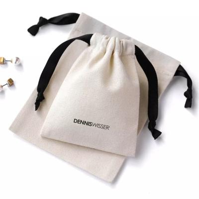 China Recyclable Custom Logo Printing  Cotton Linen Makeup Gift Candle Jewelry Gift Soap Packaging Pouch Natural Recycled Dust  Drawstring Bag for sale