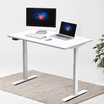 China Two-tier standing desk (height) of double motor white adjustable rectangular table frame for sale