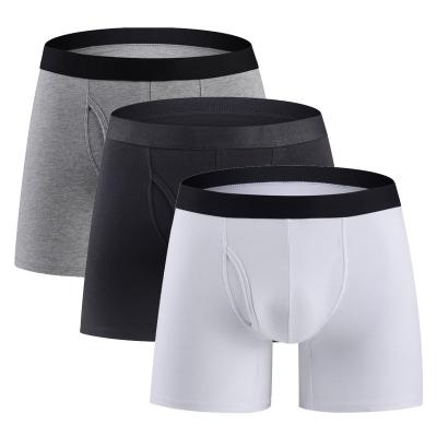 China Custom Antibacterial White Cotton Boxer With Fly Boxershorts Briefs Novelty Underwear for sale