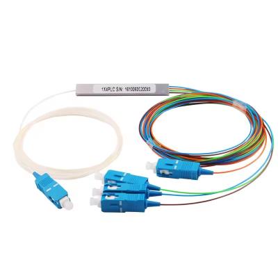 China PLC Splitter for FTTH  Steel Tube Mini 1x4 SC-UPC PLC Splitter with connector Fiber Optical PLC Mini steel type 1x4 SC-UPC  PLC Splitter for sale