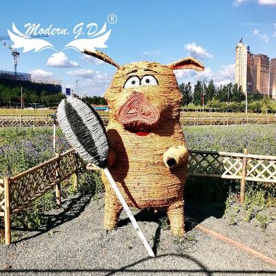 China Diy Straw Scarecrow Artificial Handmade Animatronic Craft For Decoration for sale