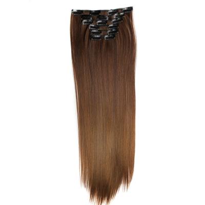 China Gray Female Synthetic Hair Extension Cuticle.No Front Extension Clip In Real Synthetic Hair Extension for sale