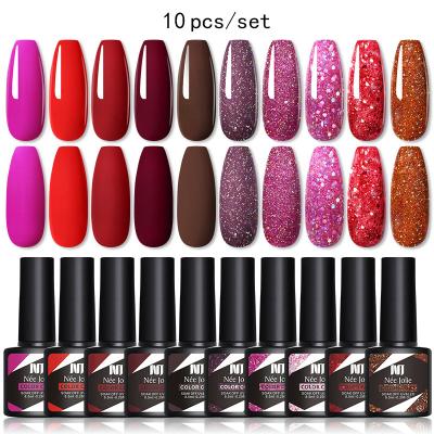 China Easy Apply OEM Logo Solid Hot Quick Dry Private UV Gel Colors Match 100 Colors Set Dip Powder Amazon Sale 10pcs/set Clear Nail Polish Set for sale