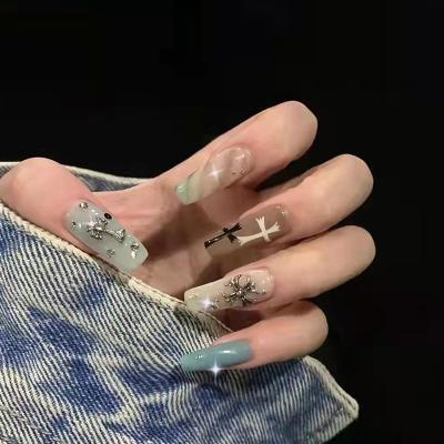 China Easy Apply Ready To Ship Pack 24pcs In Box Private Label Designer Luxury Wholesale Custom Acrylic Long Press On Nails for sale