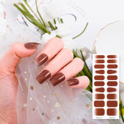 China Nail Cosmetics New Arrival 40 Colors Non-Toxic Semi Cured Gel Nail Strips Designs Wholesale Gel Nail Wraps for sale