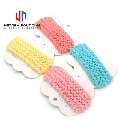 China Girls beauty Korea version autumn and winter candy color children's hair card custom geometry knit hair accessories for sale