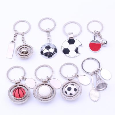 China Promotional Metal Keychains Golf Football Basketball Pendant Key Chains Promotional Gift New Products Promotinal Gift Stainless Steel Key Chain for sale