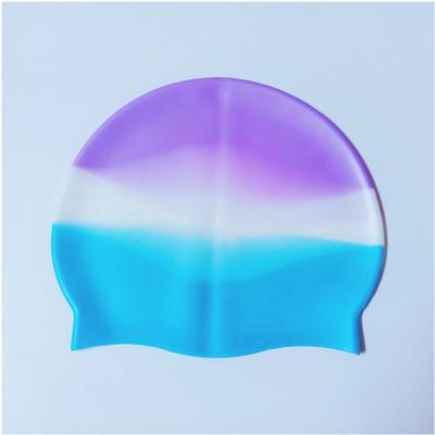 China Mixed-color swim cap manufacturer new products color high quality fashion customize silicone swim cap for sale