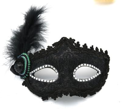 China Halloween. Part. Factory Direct Sale HalPainted Maskloween High Quality Lace Mask Ball Side Painted Face Set Halloween Lace Mask for sale