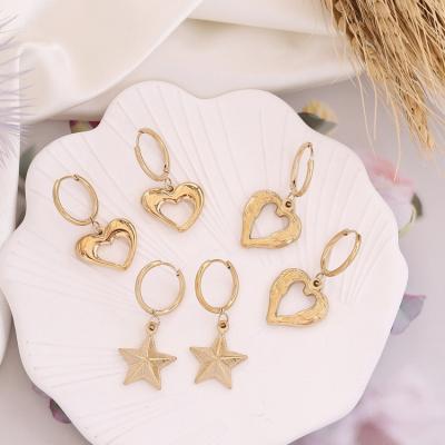 China Five-pointed Star Love Stainless Steel Stud Earrings Fashionable Retro Qufan hot sale 2021 fashion trend earrings for women for sale